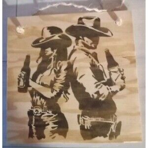 Handmade Cowboy & Cowgirl Home Decor Wood Burnished 12 X 12" Plaque Wall Art